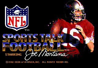 NFL Sports Talk Football '93 Starring Joe Montana (USA, Europe) Title Screen